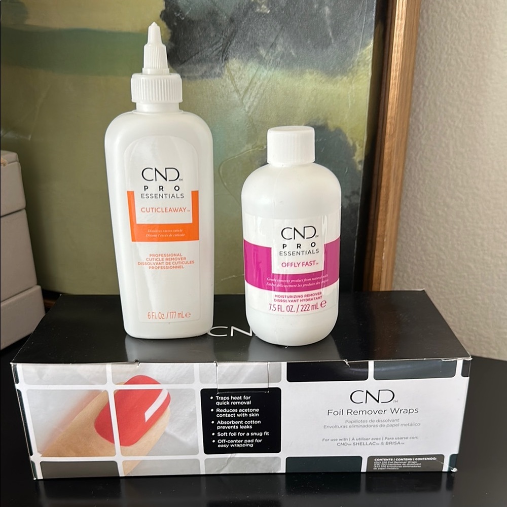 CND Foil Remover Wraps and Pro Essentials Offly Fast & Cuticle Away
